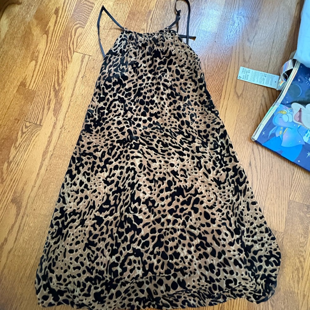 Sadie & Sage Leopard Print Dress - Black and Tan